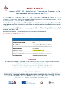 Voucher FAST € 500 FAre Sport Tutti - Asd Atletica 4 Mori